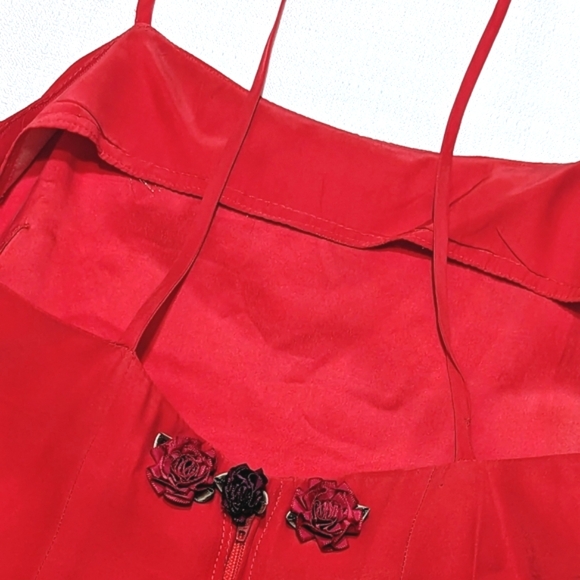 Handmade | Vintage | Satin |  Slip Dress | Rosette | Prom | Wedding | Bridesmaid - Picture 5 of 6